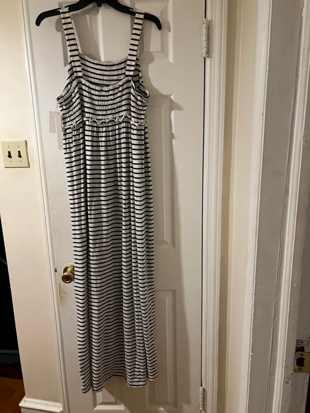 Caslon Striped Tank Maxi Dress - Black & White Sz L NEW